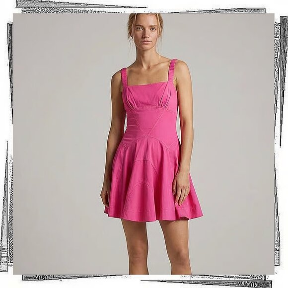 Anthropologie Dresses & Skirts - NWT: Pink Square Neck Semi Drop Waist A-Line Mini Dress (S) by Anthropologie
